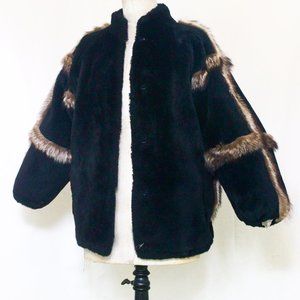 Designer Mouton sheep skin and racoon trim jacket